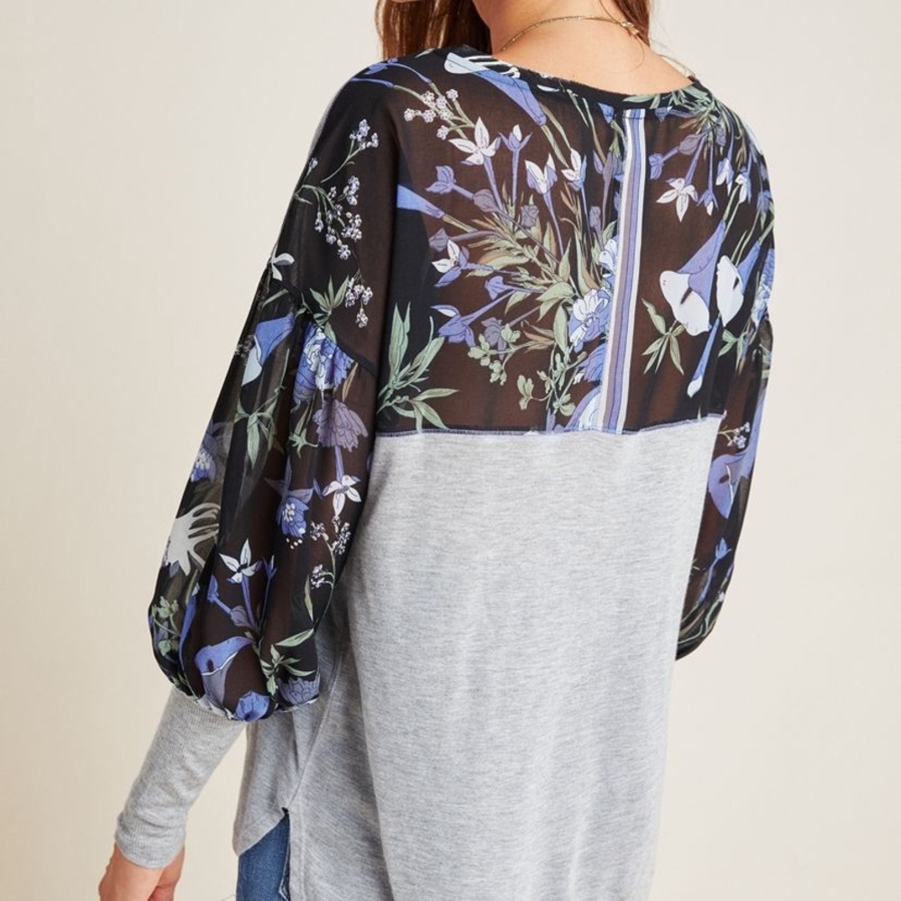 Anthropologie top sheer sleeves /jersey size Medium - Picture 2 of 10